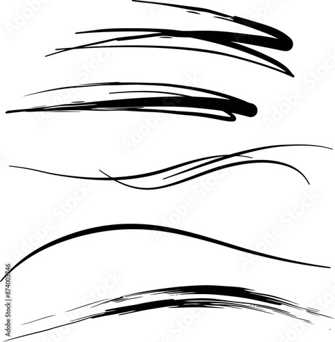 Compilation of black brush stroke lines, great for artistic, design, or decor purposes.
