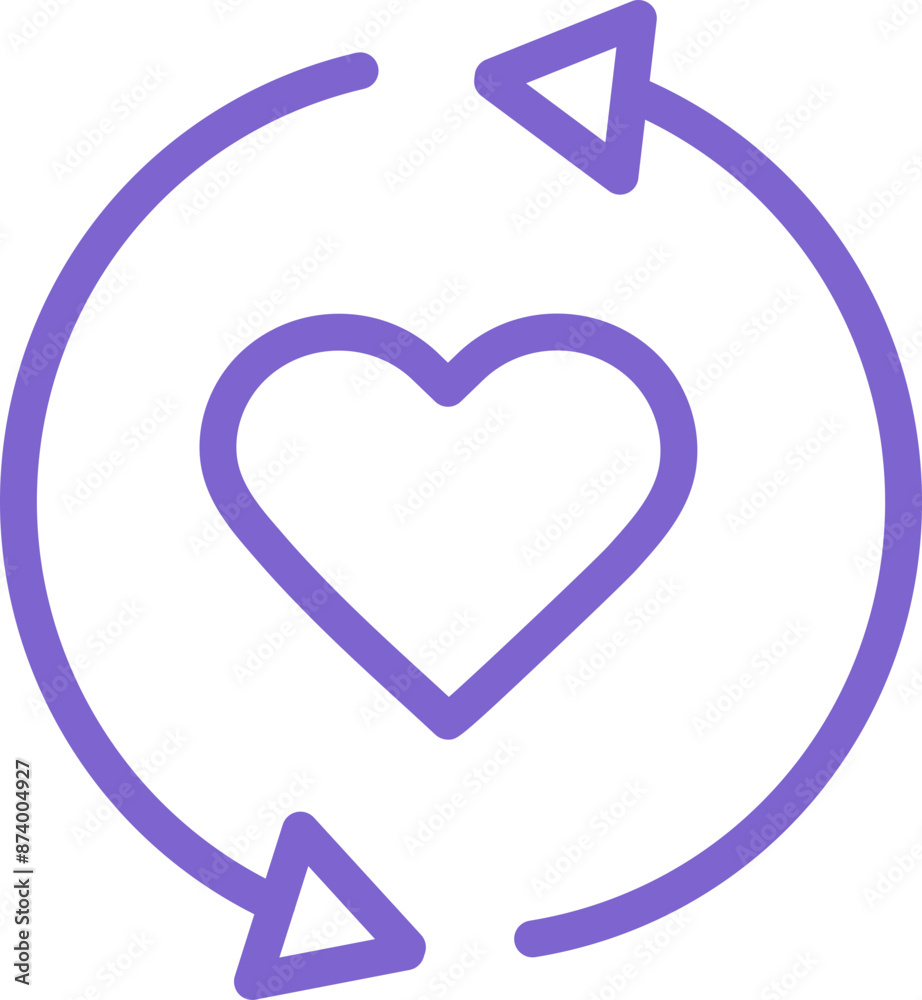 Heart shape with arrow circle icon, returning love concept Heart shape with arrow circle icon, returning love concept