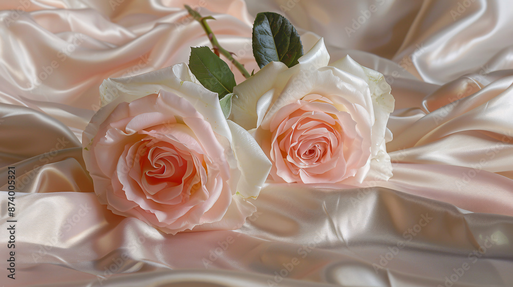 pink roses on soft silk