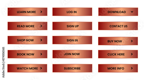 Web apps Buttons set. Red shiny reflected. Vector EPS 10