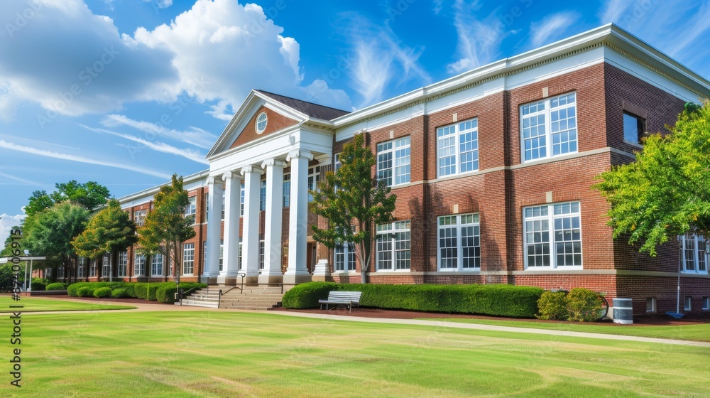 School building.View of typical American school building exterior School building.View of typical American school building exterior