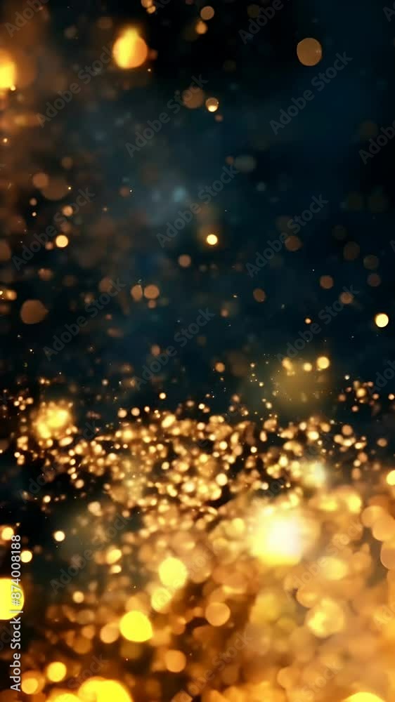 Dark blue background with golden shimmering particles Dark blue background with golden shimmering particles