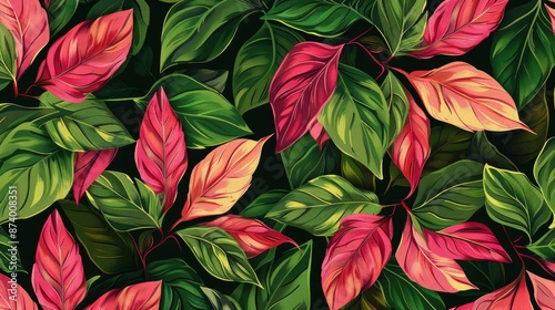 Tropical Plant Leaves Pattern for Textile Design and Decor