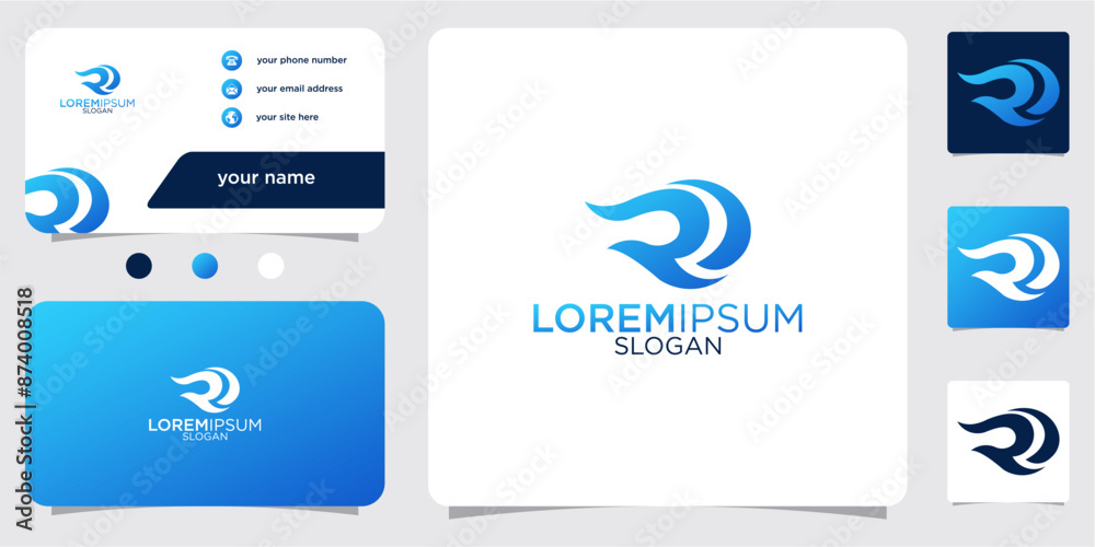collection of initials R letter abstract monogram with gradient colors logo design business card template collection of initials R letter abstract monogram with gradient colors logo design business card template