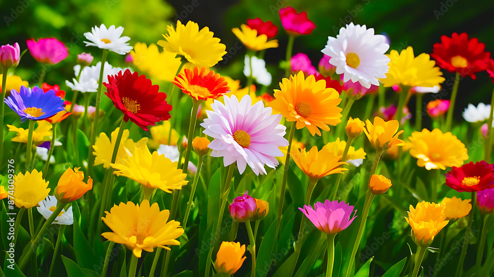 A Seasonal Vibrant Garden Flowers with Realistic and Colorful Varieties A Seasonal Vibrant Garden Flowers with Realistic and Colorful Varieties