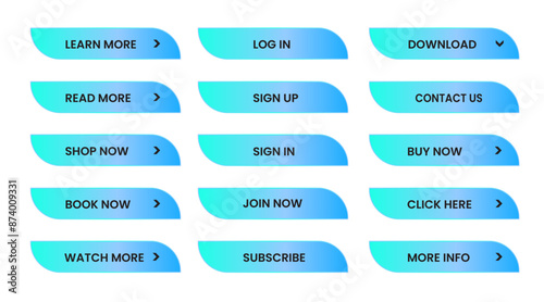 Web apps Buttons set. sky blue shiny reflected. Vector EPS 10