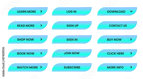 Web apps Buttons set. sky blue shiny reflected. Vector EPS 10