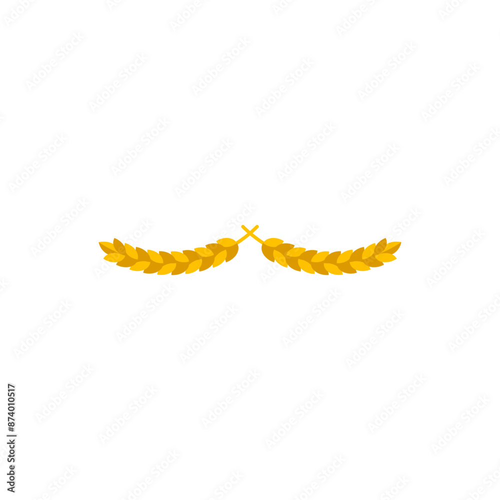 Obraz premium Bent spikelet. A semicircular curved shape. Two ears of wheat together. Colored vector illustration on a white background. 