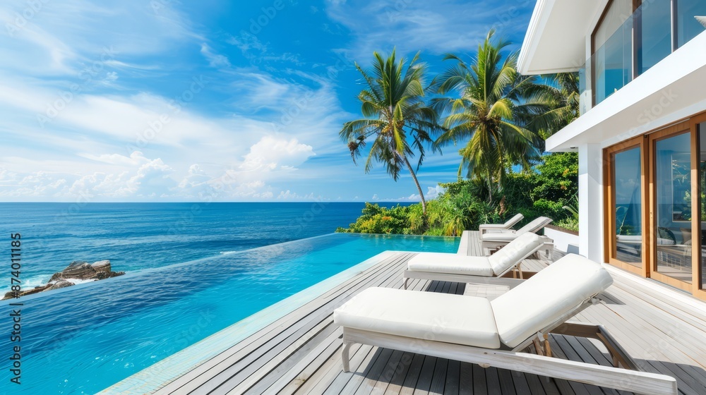 Premium Hotel Offering Ocean Views and Pool, Copy Space Premium Hotel Offering Ocean Views and Pool, Copy Space