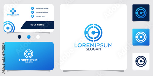 Initial Letter C Atom Molecule Technology Science Chemistry Vector Logo Design with Business Card