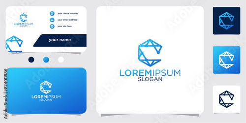 Initial Letter C Atom Molecule Technology Science Chemistry Vector Logo Design with Business Card