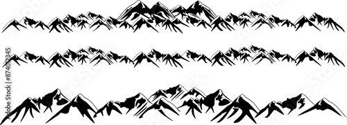 Vektor Set Silhouetten Berge - Alpen - Gebirge - Gletscher - Design Elemente