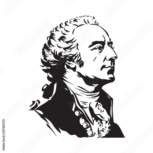 Marquis de Lafayette Vector Portrait isolated on white background