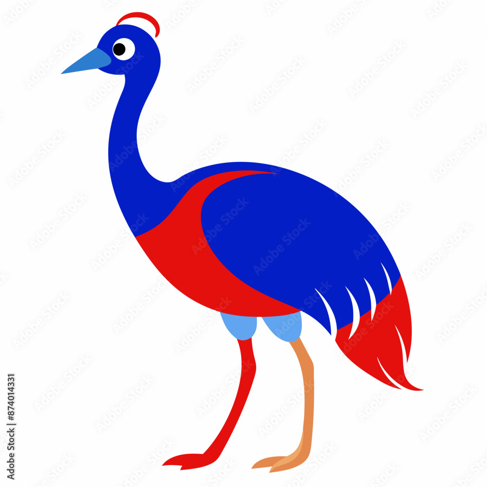Obraz premium Red and blue Emu vector illustration on white background