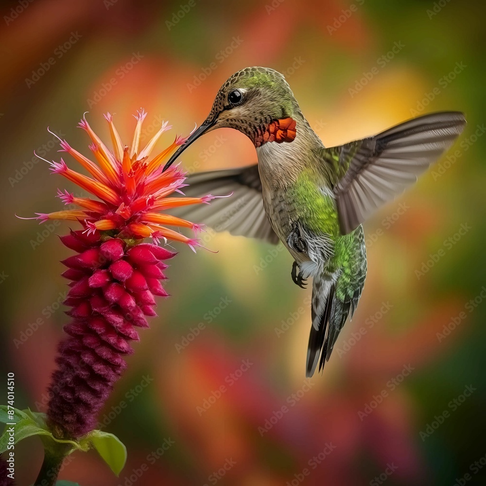 Fototapeta premium Hummingbird Drinking Nectar.