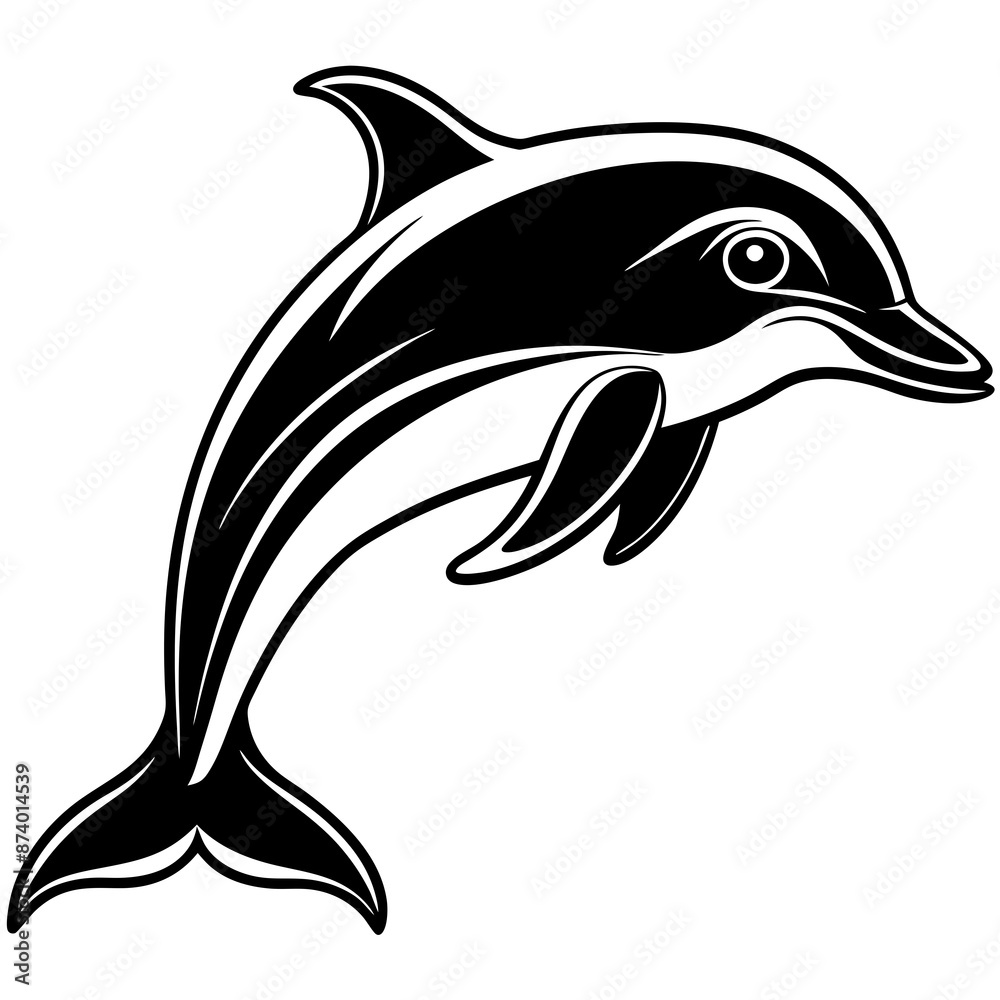 Fototapeta premium Dolphin vector silhouette