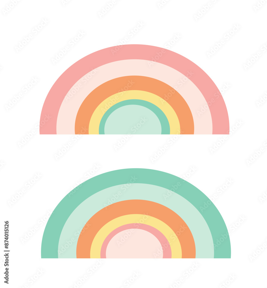 two colored rainbows on a transparent background two colored rainbows on a transparent background