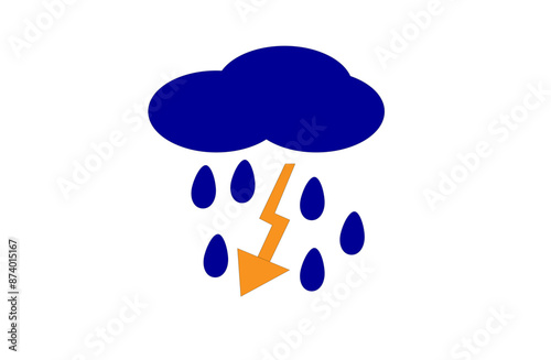 cloud lightning rain on a transparent background