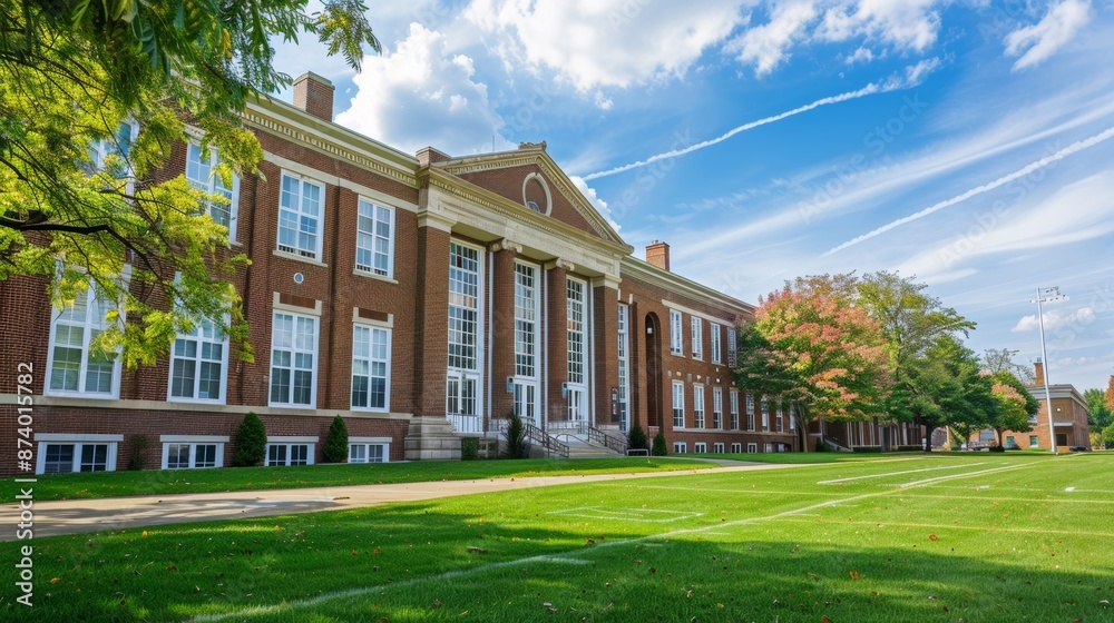 Fototapeta premium School building.View of typical American school building exterior