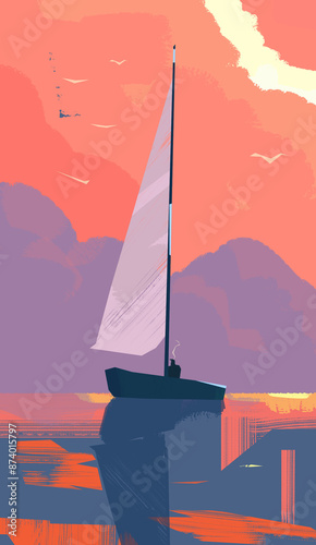 sailboat at sunset
