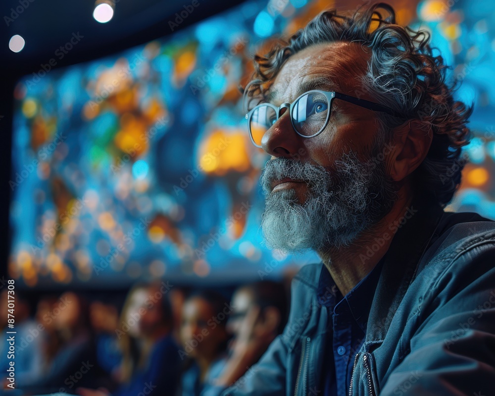 Fototapeta premium Futuristic Virtual Classroom with Holographic Displays | Innovative Education Concept in 3D Rendering