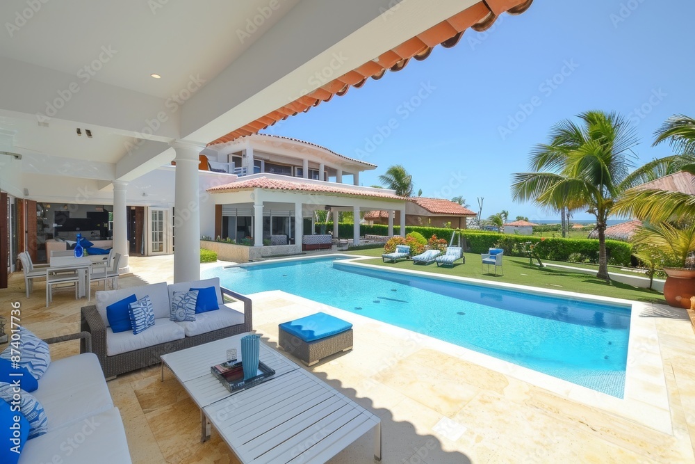 Luxurious modern villa with private pool and ocean view, creating a serene and stylish space perfect for relaxation and leisure. Luxurious modern villa with private pool and ocean view, creating a serene and stylish space perfect for relaxation and leisure.