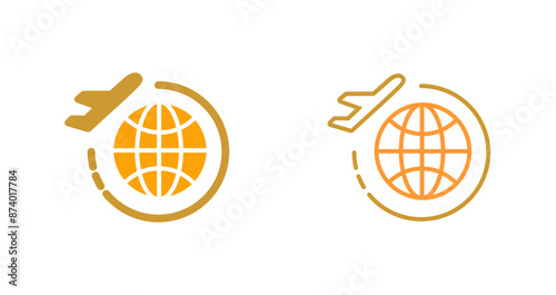 Round Travel Flights Vector Icon