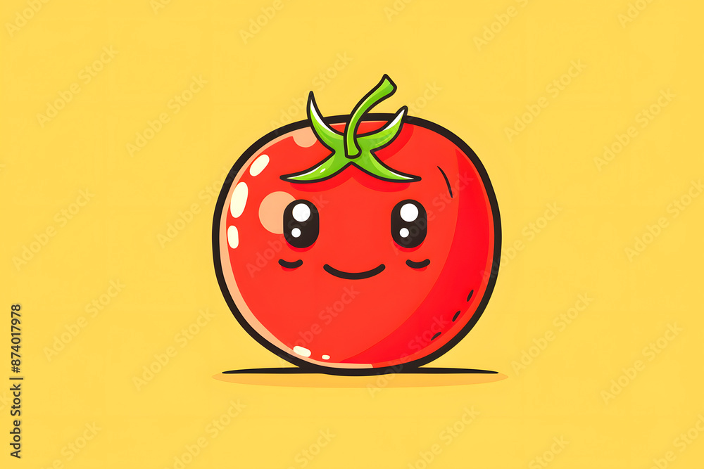 Flat logo illustration of a cute tomato, isolated on plain, simple background. Generative AI Flat logo illustration of a cute tomato, isolated on plain, simple background. Generative AI