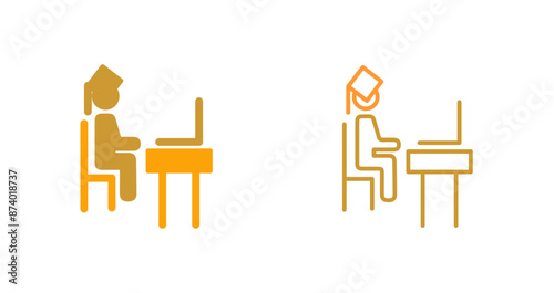 Student Using Laptop Vector Icon