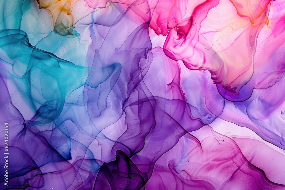 Abstract colorful ink waves in purple, blue, and pink, creating a vibrant and fluid composition. Abstract colorful ink waves in purple, blue, and pink, creating a vibrant and fluid composition.