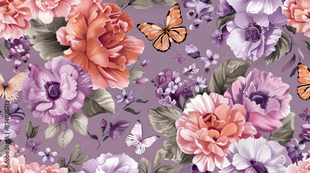Create a beautiful floral design by combining artwork, bouquets, butterflies, and patterns. Use a seamless background to make it easy to use in any design. Create a beautiful floral design by combining artwork, bouquets, butterflies, and patterns. Use a seamless background to make it easy to use in any design.
