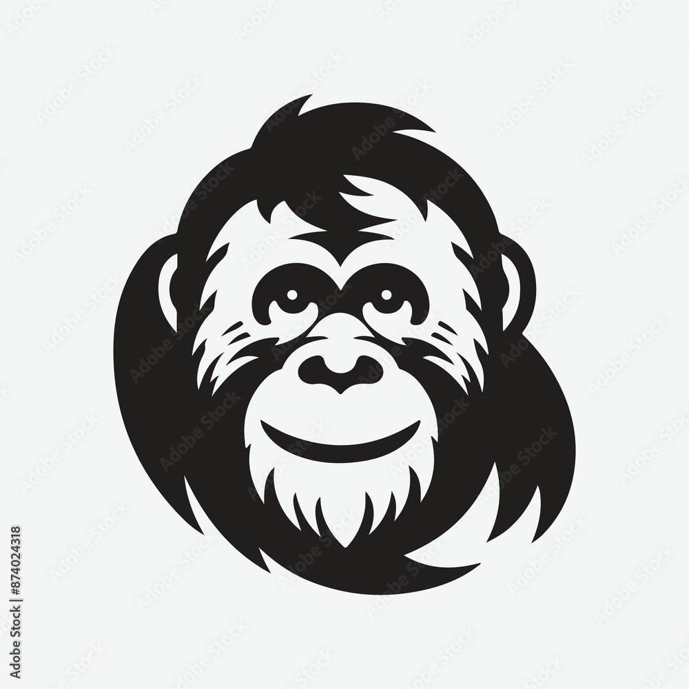 Obraz premium Majestic Orangutan Silhouette Logo: A Symbol of Strength and Grace