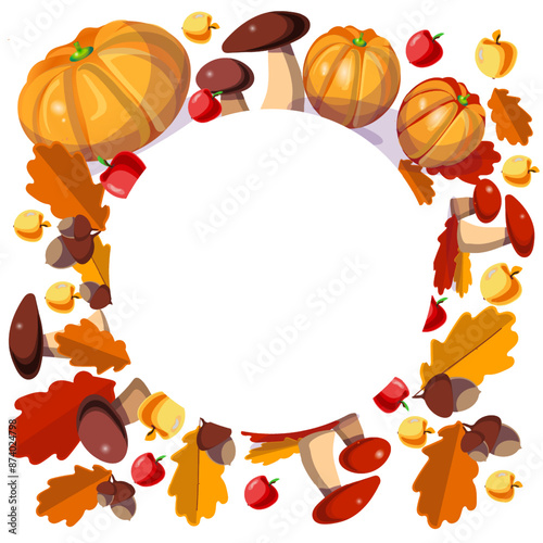 autumn background with pumpkin and leaves photo