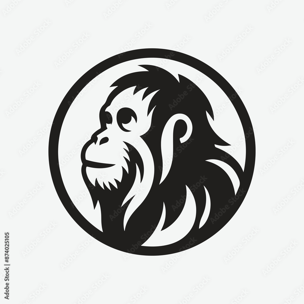 Fototapeta premium Majestic Orangutan Silhouette Logo: A Symbol of Strength and Grace