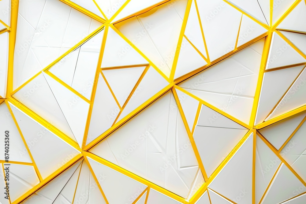Fototapeta premium yellow lines geometric pattern triangle shape on white background 