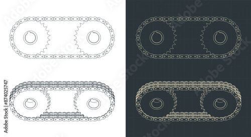 Double chain drive technical drawings