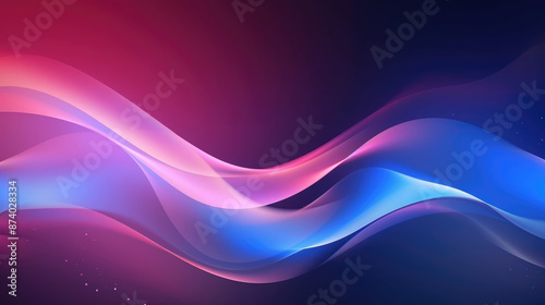 abstract blue and pink wavy background with glowing lines and bokeh effect., generative ai
