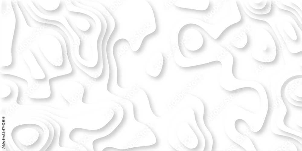 Abstract wavy line 3d paper cut white background with shadows. Abstract realistic papercut decoration textured with wavy layers. Topographic contour lines vector map seamless pattern vector. Abstract wavy line 3d paper cut white background with shadows. Abstract realistic papercut decoration textured with wavy layers. Topographic contour lines vector map seamless pattern vector.