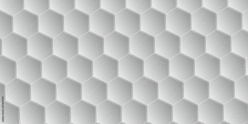 Fototapeta premium Abstract white background with hexagons. Abstract hexagon polygonal pattern background vector. seamless bright white Pattern with hexagons illustration of a honeycomb. Futuristic surface .