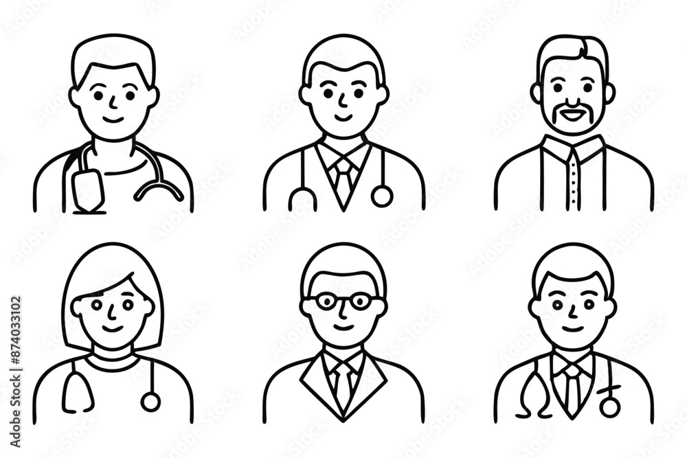 Doctor line art illustration Expressive Medical Line Art Doctor line art illustration Expressive Medical Line Art