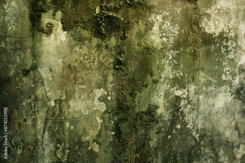 Grunge background of an old wall with cracked paint and moss, perfect for vintage designs