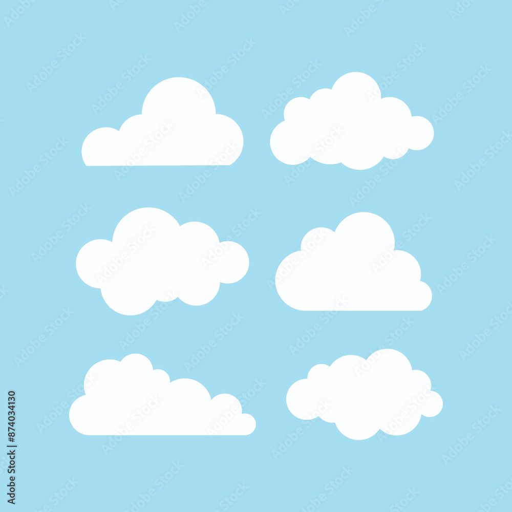 Set of cartoon cloud in a flat design. White cloud collection Set of cartoon cloud in a flat design. White cloud collection