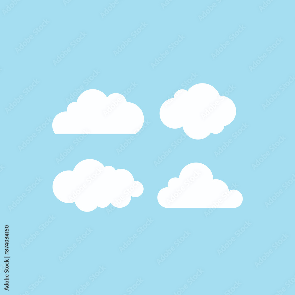 Set of cartoon cloud in a flat design. White cloud collection Set of cartoon cloud in a flat design. White cloud collection