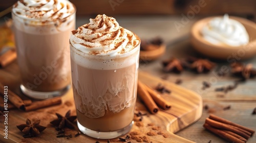 Monotone Cinnamon Dolce Themed Beverage in a Cup