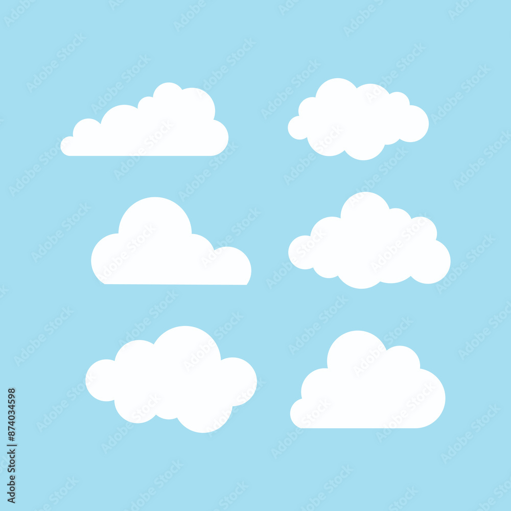 Set of cartoon cloud in a flat design. White cloud collection Set of cartoon cloud in a flat design. White cloud collection