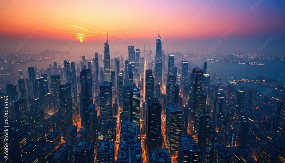 Fototapeta premium Hong Kong Skyline at Sunset.