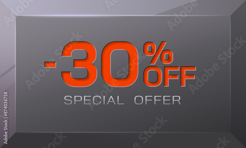 -30 off Special offer. Poster banner. Vector illustration. Editable. EPS10.