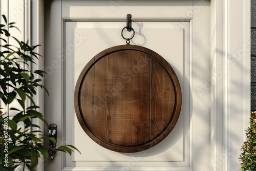 Wooden Sign on White Door