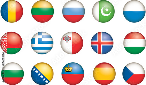 All national flags of the world . Waving flag design . Vector hd