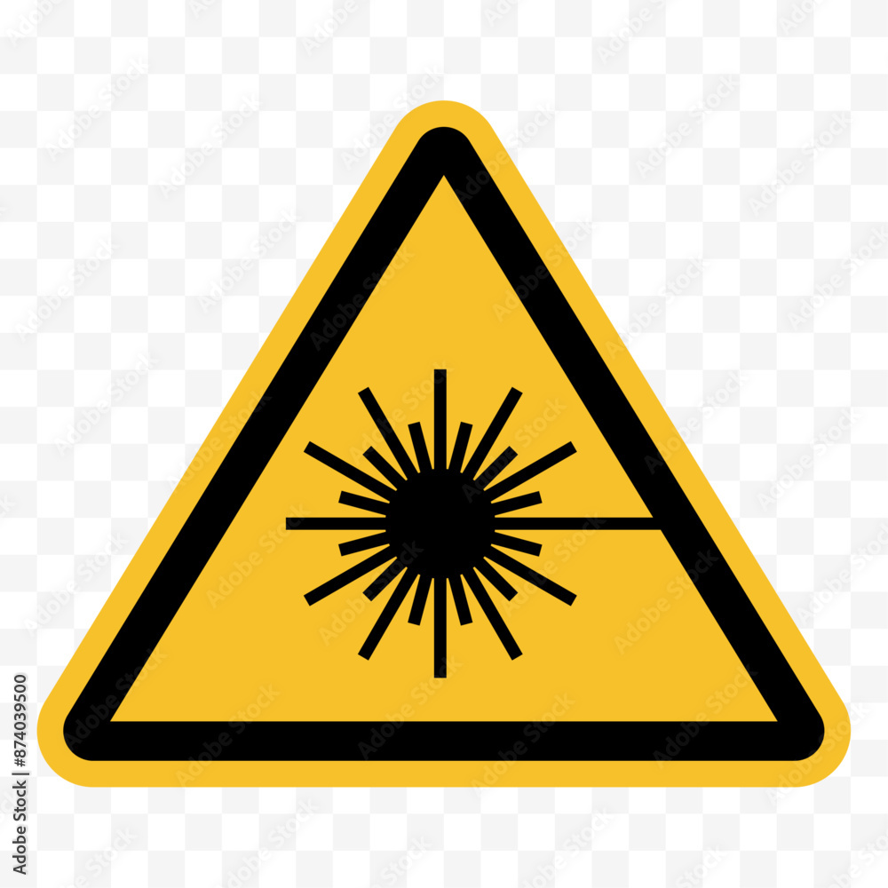 Laser hazard sign. Laser beam or Lazer light symbol. Laser radiation hazard. Laser safety icon. Laser hazard sign. Laser beam or Lazer light symbol. Laser radiation hazard. Laser safety icon.